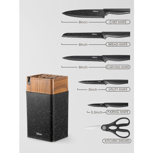 Knife Set, Yabano No Rust Kitchen Knives with 1