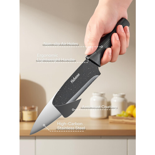 Knife Set, Yabano No Rust Kitchen Knives with 2
