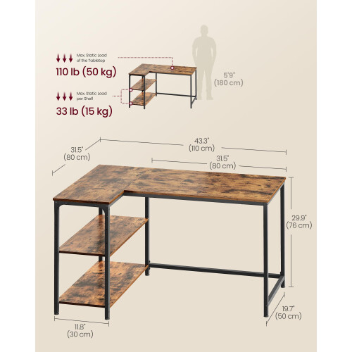 VASAGLE VASAGLE L Shaped Corner Desk, Computer Gaming 1