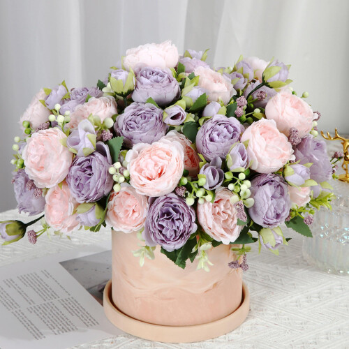 HNVNER 2 Bunches Fake Peonies Artificial Flowers, 1