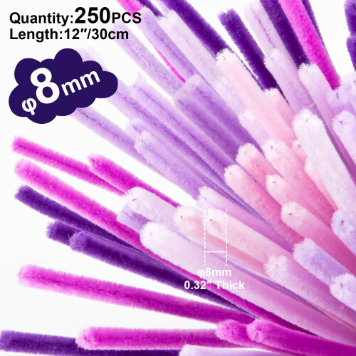 BULANGDE 250 Purple Pipe Cleaners for Craft 1