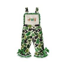 (3-4 Years, Green) Toddler Baby Girls Camouflage Romper Summer Duck Embroidery Sleeveless Bell Bottom Jumpsuits