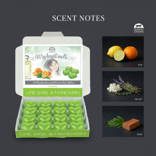 Lime Basil Mandarin Wax Melts - 16 x 5g Heart 1