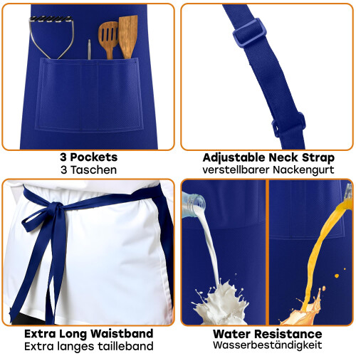 LEFUNDA Cooking Apron Waterproof Apron with 3 2