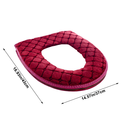 Roter Plüsch-Toilettensitzbezug 43 x 37 cm 2