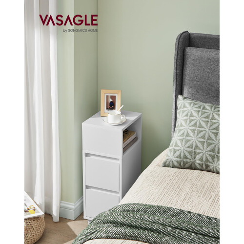 VASAGLE VASAGLE Slim Bedside Table - Small Narrow Side End Table with 2 Drawer 1