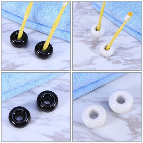 Support pour brosses à dents en céramique avec base stable (4 pièces) 2