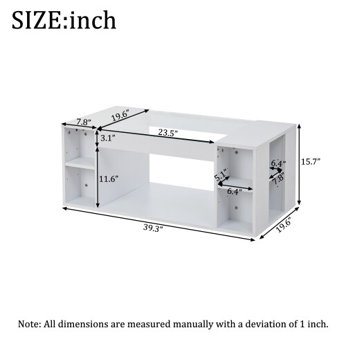 Modern High Gloss White Coffee Table - Smart App-Controlled LED Storage Table - 100x50cm 1