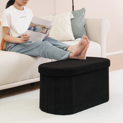 Bonlife Folding Ottoman Storage Bench,Boucle 1