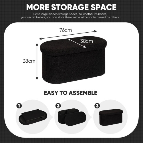 Bonlife Folding Ottoman Storage Bench,Boucle 2
