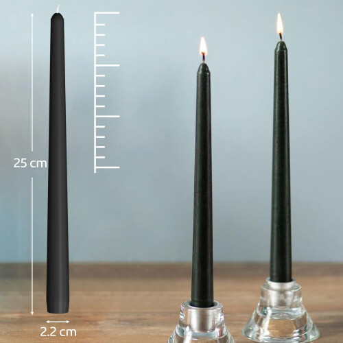 Taper Dinner Candles, 50 Pack Black Non-Drip 2