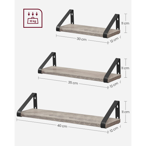 VASAGLE VASAGLE Wall Shelf,Set of 3, 2 Mounting Options, 2