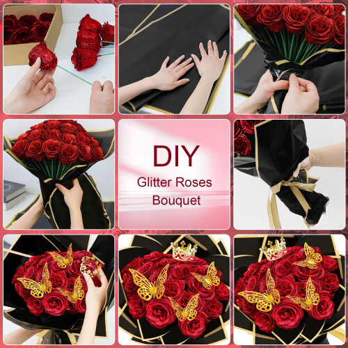 LARDUX 24 Pcs Glitter Roses Bouquet, Day 1