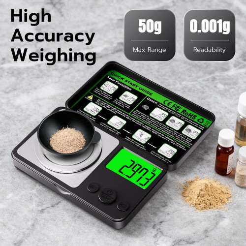 Wigearss 0.001g/50g Digital Milligram Scale, Mini 2
