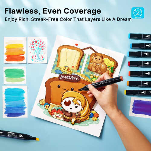 Tongfushop 204 Colored Marker Set, Colouring Pens 2