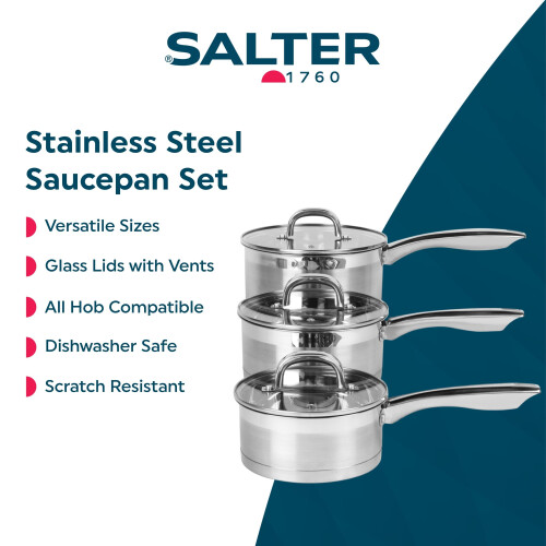 Salter Salter Timeless 3 Piece Saucepan Set - 16cm, 1