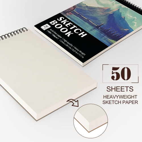 KINSPORY Sketchbook A4, Sketch Pad - 21 x 29.7cm, 2
