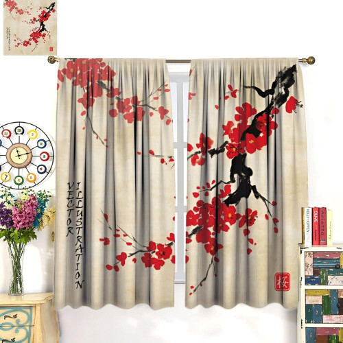 Spring Cherry Blossom Curtains Pink Galaxy Print 84x84 Inch 2