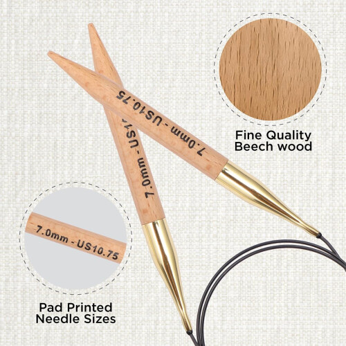 KnitPro Basix Beech Fixed Circular Needles 16" 1