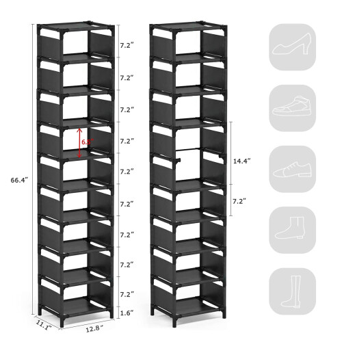 esonstyle 10 Tier Shoe Rack for 10 Pairs Space 2
