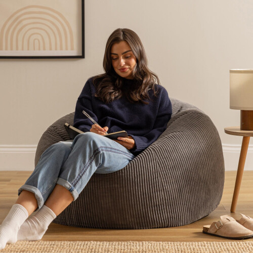 icon Kingston Cord Bean Bag, Charcoal Grey, Large 1