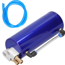 Universal Aluminum Oil Catch Tank Reservoir Can Kit with Blue Pipe Clamps