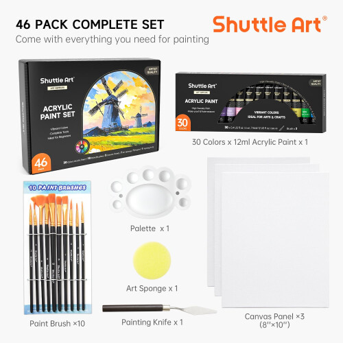 Shuttle Art 46 Pack Acrylic Paints Set 2