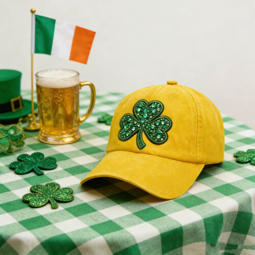 Shamrock Baseball Cap Adjustable Irish Hat with Clover Print 2