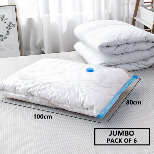 Vacuum Storage Bags for Clothes - 6 Pack 100 X 80cm Extra Large Reusab 1