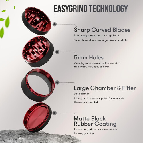 Blazed Large Aluminium Herb Grinder (Red) 2