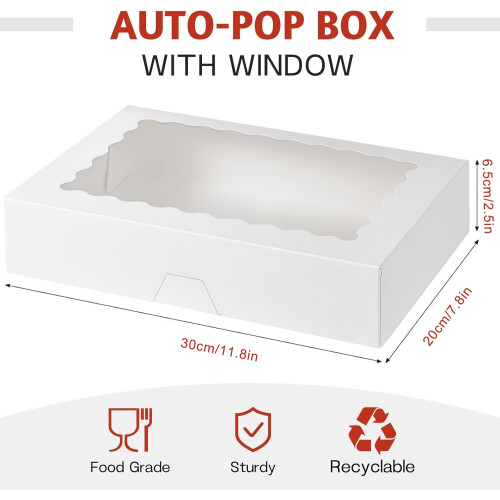 Sivaopa,6-Pack Bakery Boxes with Window, 12" x 8" 1