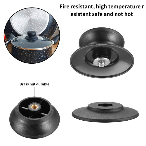 4 Pcs Pot Lid Knob, Universal Replacement Pan Lid Cover Knobs, Kitchen Cookware Knob Handle, Bakelite Circular Handgrip 2