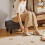 Aibiju Small Pouffe Footstool with Storage, Linen 2