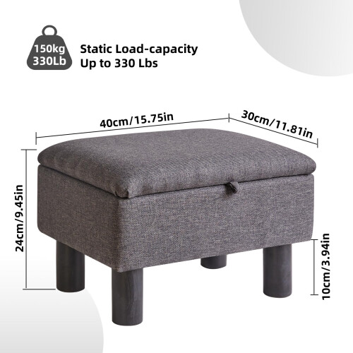 Aibiju Small Pouffe Footstool with Storage, Linen 2