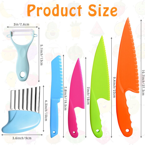 FEISIGE 6Pcs Kids Plastic Knives Set with Slicing 1