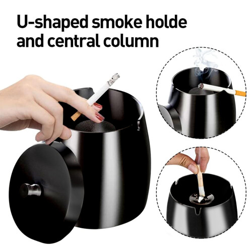 Navani Smell-Proof Ashtray with Lid for Inside & 2