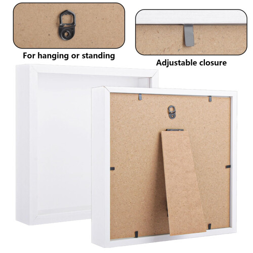 ASelected 3D Shadow Box Frame, White 8x8 inch 2