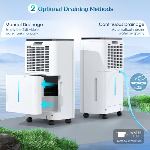 12L/Day Dehumidifiers for Home, Dehumidifier with 2