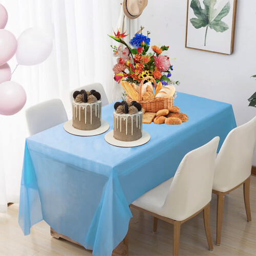 2Pcs 137 * 274cm Pastel Blue Table Cloth Table 2