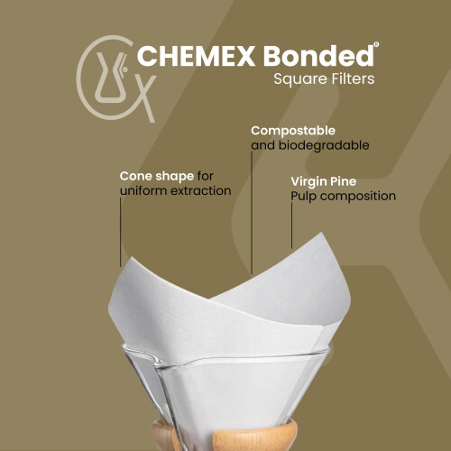 Chemex Chemex Classic Coffee Filters, Squares, 100 ct - Exclusive Packaging 1