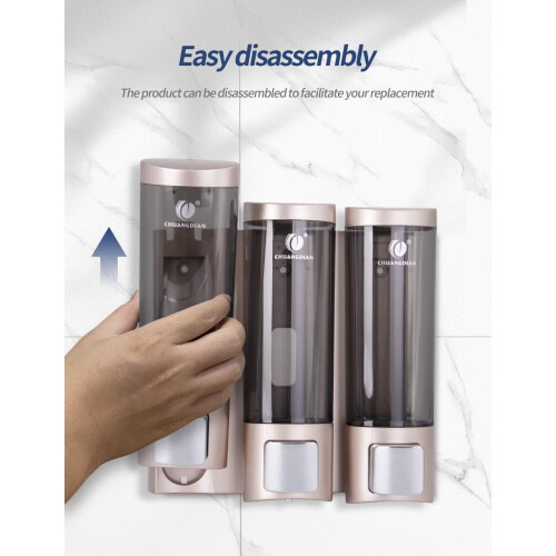 Triple 200ML Soap Dispenser Bathroom Wall Mounted 2