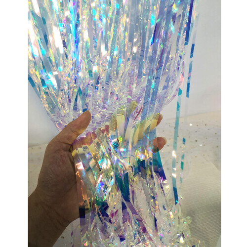 CHRORINE 6.5Ft/2M Rainbow Tinsel Foil Fringe 1