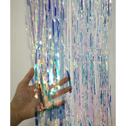 CHRORINE 6.5Ft/2M Rainbow Tinsel Foil Fringe 2