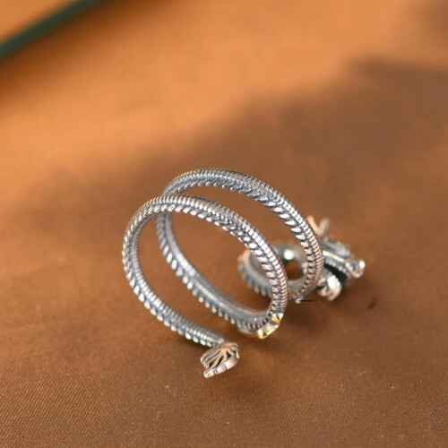 Sterling Silver Flame Dragon Ring for Men and Women 1