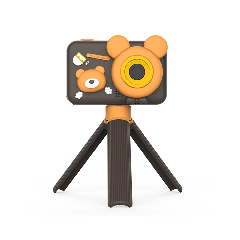Tauoh Cute Children's Cartoon Digital Camera Video 2.0-Inch Display 96 Million Piexls Hd Dual Camera With Tripod Brown