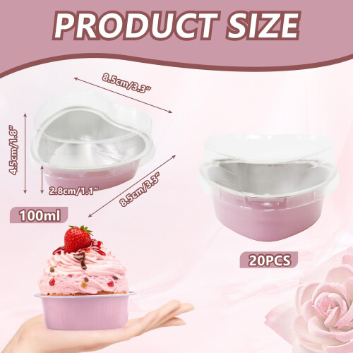 Heart Shaped Cake Tin Mini Loaf Cases Pink 1