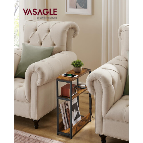 VASAGLE VASAGLE Slim Side Table with Charging Station, 2