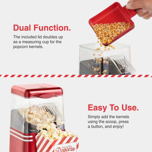 VonShef VonShef Popcorn Machine Retro – 1200W Air Popcorn 1