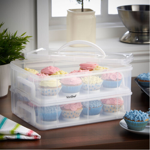 VonShef VonShef Cupcake Carrier with Handle, Two Tier 2