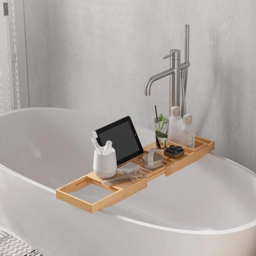 Extendable Wooden Bath Caddy Tray – Bamboo 1
